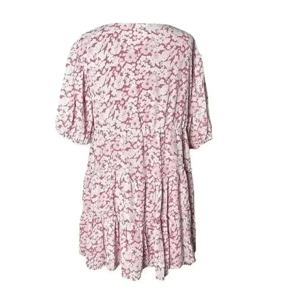 SABO Ruched Floral Raw Hem Midi Dress Size 4 - Picture 2 of 8